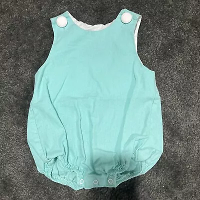 Banana Split Baby Romper Overalls Vintage Style Turquoise Blue Size 9 Months • $27