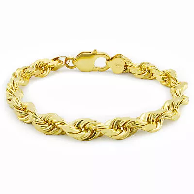 10k Yellow Gold Mens 7mm Diamond Cut Rope Genuine Italian Chain Link Bracelet 8  • $326.99