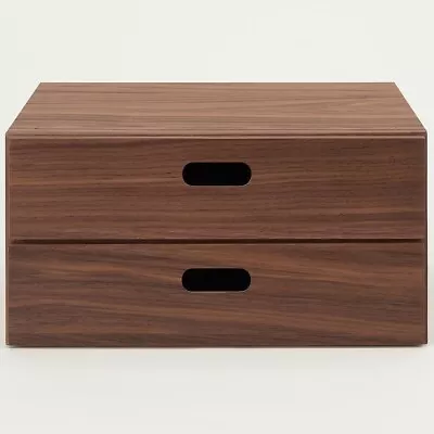 MUJI STACKABLE WOOD CHEST 2 RECTANGULAR DRAWERS WALNUT 14 X 7 X 11 In FedEx • $155.80