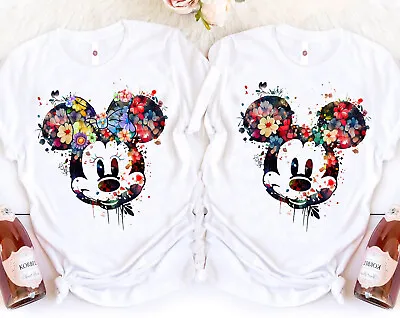 Disney Mickey Minnie Mouse Head Watercolor Art  Unisex Adult Kid Shirt 5926321 • $20.99