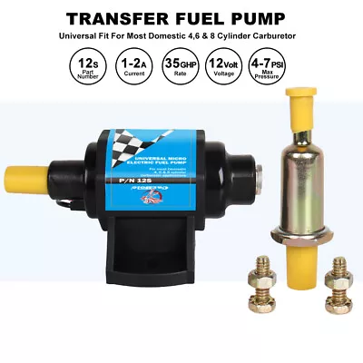 $23.99 • Buy Universal Electric 4-7 PSI Inline Fuel Pump Carburetor 32 GPH Gas Diesel Alcohol