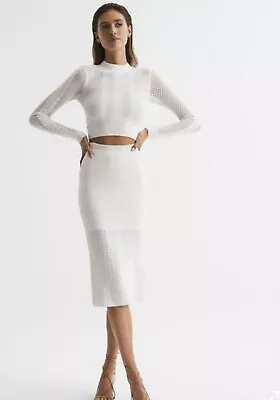 £45 • Buy Reiss Juddy Knitted Crochet Midi SkirT BNWT Size M
