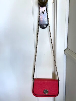 $75 • Buy Pre Owned Leather Oroton Dark Salmon Pink Cross Body Clutch Bag Chain 20.5 X14cm