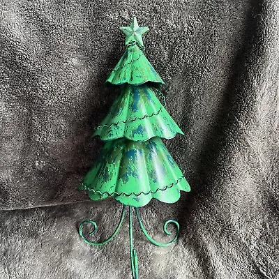 Metal Christmas Tree Tabletop Decorations 14” High Seller Painted • $2