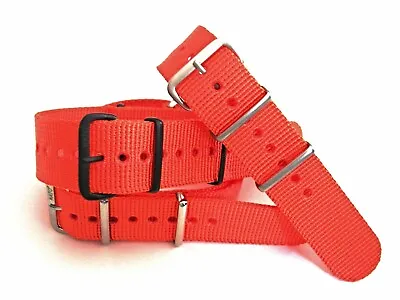 NATO ® X Nylon Watch Band Strap Coast Guard Orange 20m 22m G10 PVD RAF IW SUISSE • $19.95