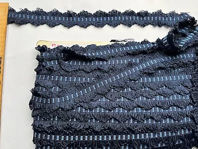 3m Long  1”  Silk Upholstery Braid Loop Fringing Dark Navy Blue Edge Trim • £4.95