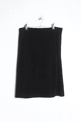 Vintage Marks And Spencer Velour Skirt - Black - Size 12 (32I) • £6.99