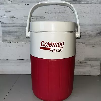 VTG Coleman PolyLite 1 Gallon Water Cooler Jug With Handle Red/White Pre-owned  • $6.40
