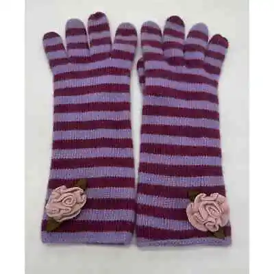 Portolano Adults O/S Lambswool & Angora Long Purple Striped Gloves • $21.84