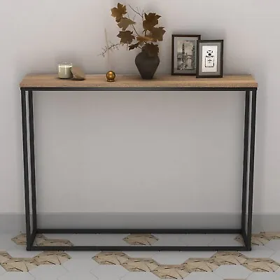 Wooden Free Standing Hallway Console Table Living Room Shelf Display Metal Legs • £32.99