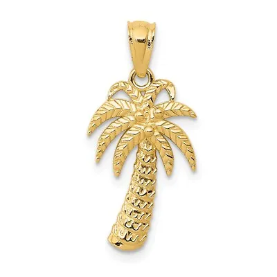 $105.18 • Buy Real 14K Yellow Gold Textured Polished Palm Tree Pendant; Women & Men