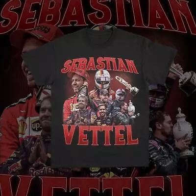 Sebastian Vettel Formula 1 Racing T-Shirt Black | Ferrari F1 • $23.99