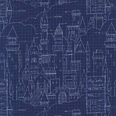 Sarah Jane Castle Plans Navy Blue Michael Miller Fabric FQ Or More 100% Cotton • $5.52