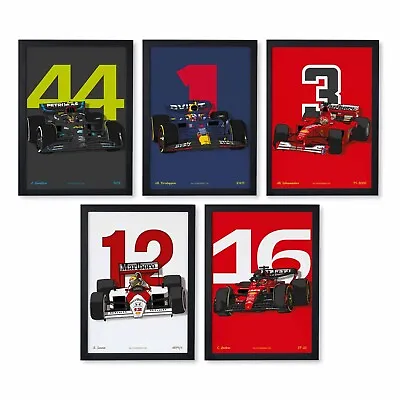 F1 Poster | Choose: Verstappen Hamilton Senna Schumacher Leclerc & More... • £12.95