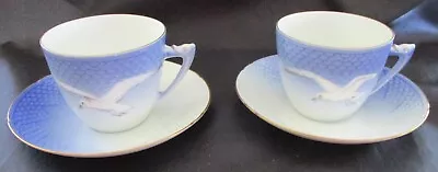 Vintage B&g Bing & Grondahl Copenhagen Flat Cup & Saucer Seagull Two Sets • $18