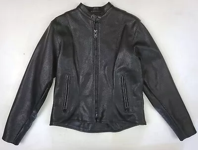 Vanson Black Leather Perforated Ventilated Motorcycle Moto Jacket Women's 12 USA • $78.99