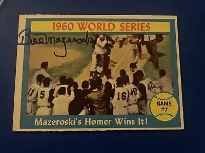Bill Mazeroski 1961 Topps 1960 World Series Signed Autographed Card #312 Pirates • $41.95
