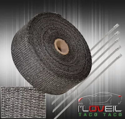 30 Feet Header Pipe Heat Cover Wrap+ Stainless Ties Black • $18.99