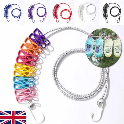 £5.76 • Buy Travel Camping Washing Line Long Compact 12 Peg Portable Clothes Line Joinable