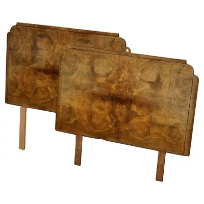 Pair Of Art Deco Circa 1920 Burr Walnut Headboards Or Head 7 Foot Board Part Set • £595