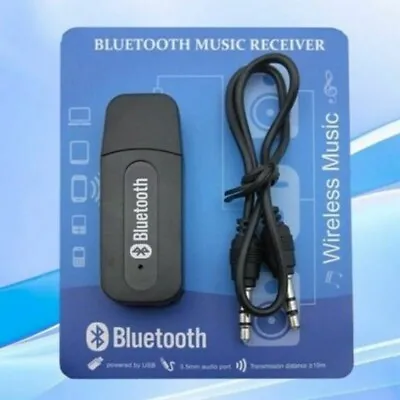 3.5mm To USB Bluetooth Wireless Receiver AUX Audio Stereo Music Adapter Car Kit • £3.99