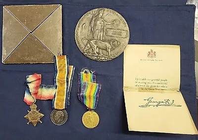 £300 • Buy WW1 Death Plaque And Medal Trio To Barnham West Yorkshire Regiment