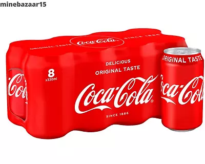 Coca-Cola Original Taste  330ml Cans ( Pack Of 8 ) | UK Free And Fast Dispatch  • £12.99