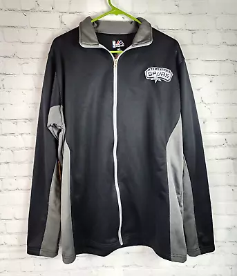 San Antonio Spurs Warm Up Track Jacket Mens Medium Tall Full Zip Majestic MT • $24.70