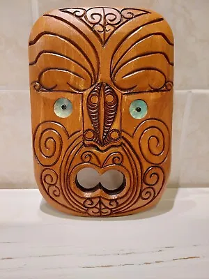Hand Carved Maori Pa Mask With Moko Tattoo By Grant Holder Gh • £40