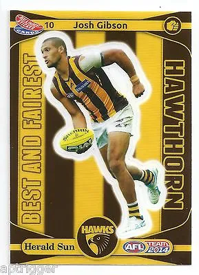 2014 Teamcoach Best & Fairest Sticker (10) Josh GIBSON Hawthorn • $1