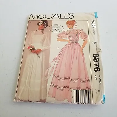 McCalls Sewing Pattern Laura Ashley Maxi Dress Prairie Bridesmaid 8876 Womens 8 • $49.99