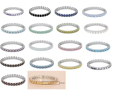 2MM Round Multi Gemstone 925 Sterling Silver Full Eternity Women Wedding Ring • $28.20