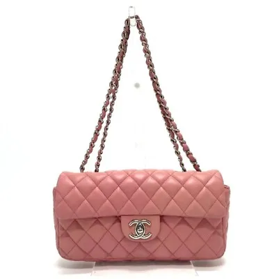 $3400 • Buy Chanel Pink Lambskin East West Flap Bag 