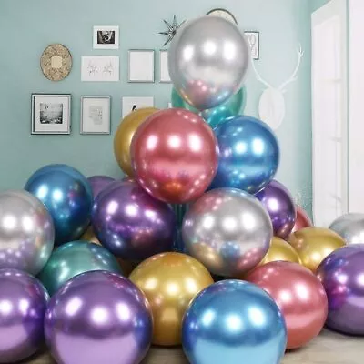 $2.19 • Buy 5 Metallic Balloons Chrome Shiny Latex 5/12/18  Thicken For Wedding Party Baby