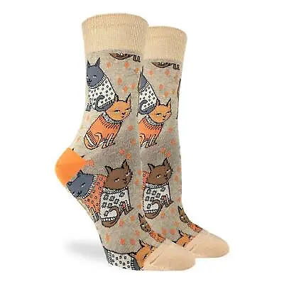 Sweater Cats Women's Crew Socks Size 9-11 Hemp Good Luck Warmth Fashion New • £11.53