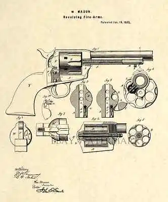 Colt Peacemaker - 1873 US PATENT Art Print - 45 Mason Revolver - Gun - Firearm 1 • $12.77