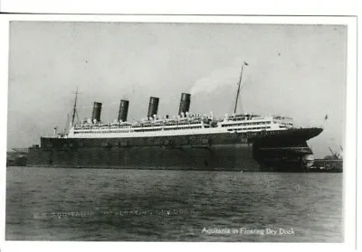 £1.20 • Buy Cunard - R.m.s.  Aquitania In Floating Dry Dock  (reproduction) B&w  Postcard