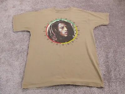 Bob Marley Shirt Mens Brown Rasta Tshirt Graphic Casual Music • $19.99