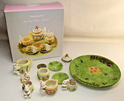 Easter Bunny Miniature Tea Set Collection Mini 8 Pieces Polyresin NIB! • $7.50