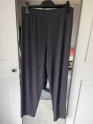 Kim & Co Qvc Trousers Size Xl 18 20 22 Black Elastic Waist Straight Leg • £11.99