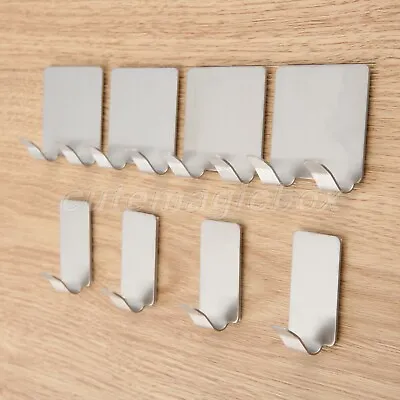 4Pcs Bathroom Stainless Steel 3M Self Adhesive Sticky Hooks Wall Storage Hanger • $7.69