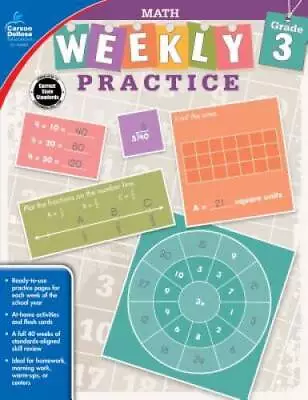 Math Grade 3 (Weekly Practice) - Paperback - ACCEPTABLE • $3.95