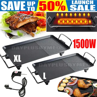 £32.10 • Buy L/XL Electric Teppanyaki Grill Barbecue Table Top Griddle Party Non-Stick UK
