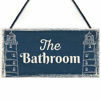 The Bathroom Nautical Theme Bathroom Sign Decorations Shabby Chic Toilet Sign • £3.99