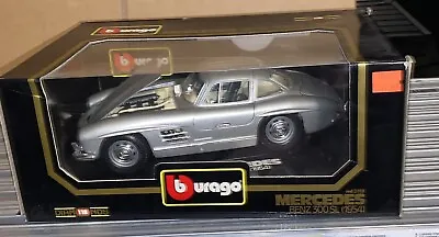 Bburago 1954 Mercedes-Benz 300 SL Gullwing 1/18 Silver Diecast Metal Car #3013 • $65