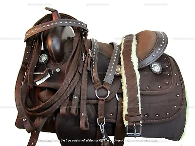 Kids Western Saddle Youth Child Barrel Racing Trail Used Synthetic Tack 12 13 14 • $169.98