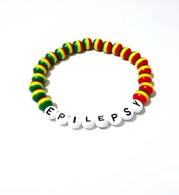 Medical Alert Bracelet Warning Emergency SOS Acrylic Rasta Bead  9  XL • £5.99