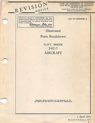 1954 F4U-7 Illustrated Parts Breakdown F4U Corsair Flight Manual - CD Version • $39.99