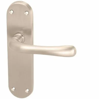 BRUSHED SATIN DOOR HANDLE Lever Latch Nickel Mortice Set Indoor Room Bedroom • £6.15