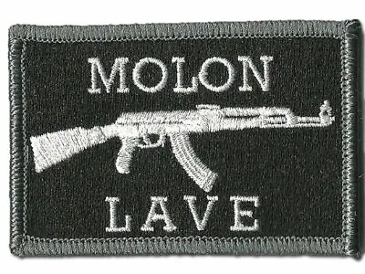 VELCRO® BRAND Fastener Morale HOOK PATCH AK47 Molon Labe Black 3x2   • $5.95